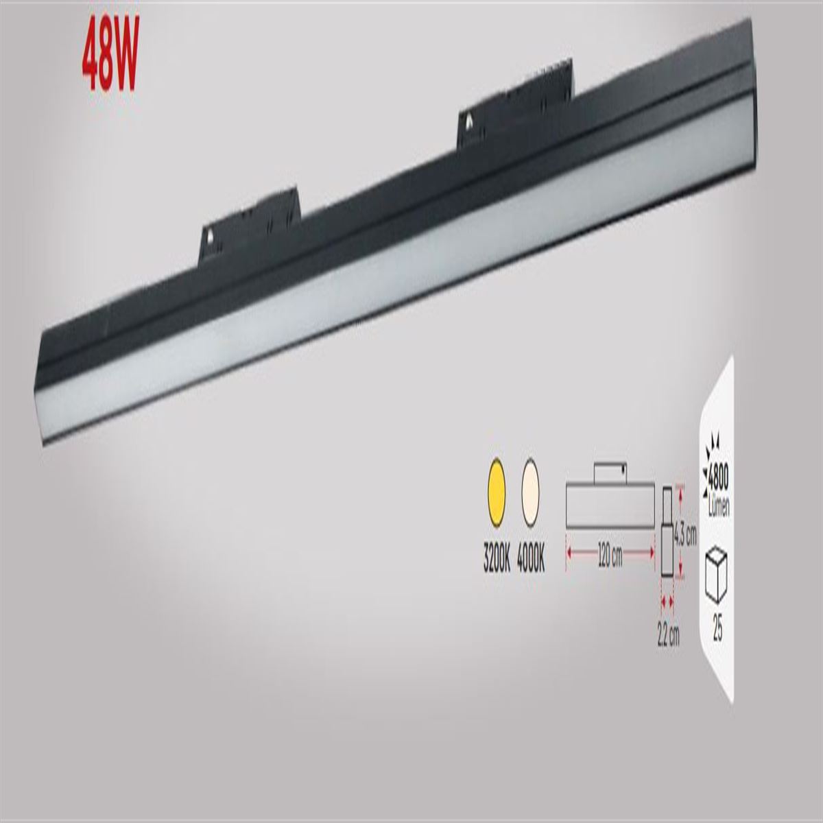 KOMPAKT ARMATÜR 120CM 48W 4000K 1